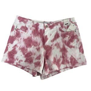 Judy Blue Mid Rise Tie Dye Denim Shorts Size L Pink Blush Cotton Stretch NWT NEW